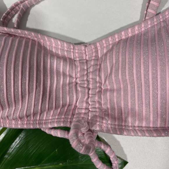 NWT $38 Xhilaration‎ Metallic Ribbed Cinched Bikini Top + Bottom [ XS ] - Picture 7 of 16